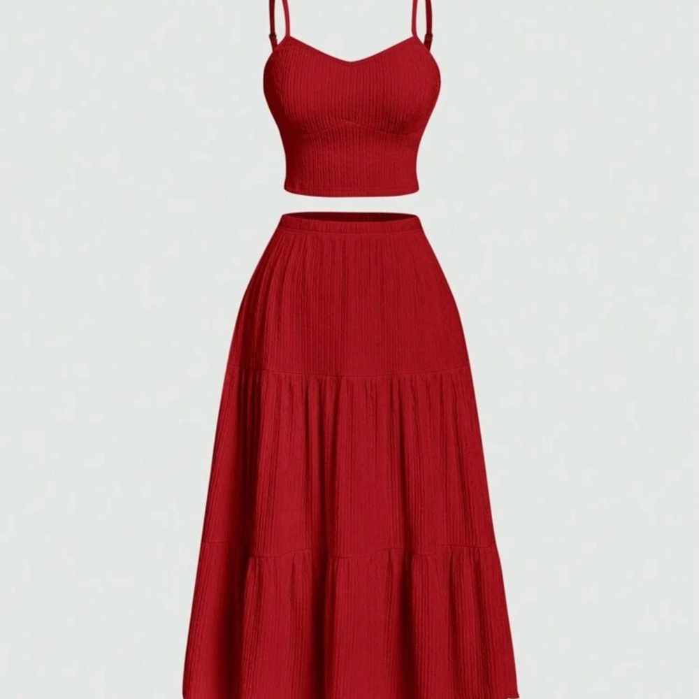 SHEIN Red Maxi Skirt Set